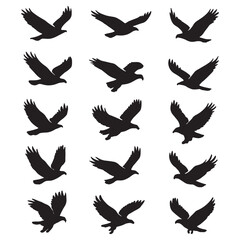 A set of flying birds silhouette vector