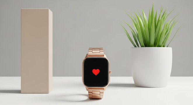 Modern Smartwatch Displaying Heart Rate Monitor.