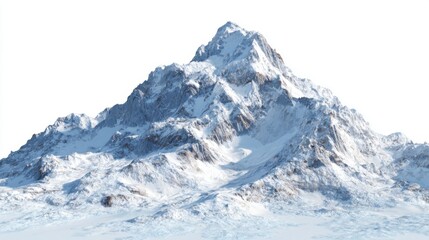 Snow-covered mountain peaks rise dramatically against a clear sky, showcasing the rugged beauty of nature during winter. This serene landscape invites exploration and adventure.
