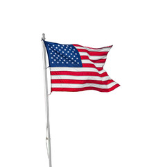 Unaited States of America flag waving, closeup object. Isolated on transparent background