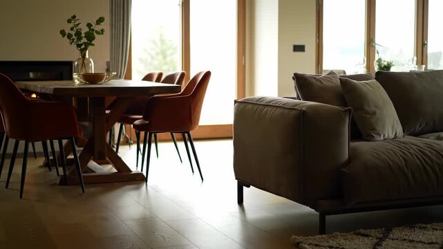 Modern dining area and living room combo