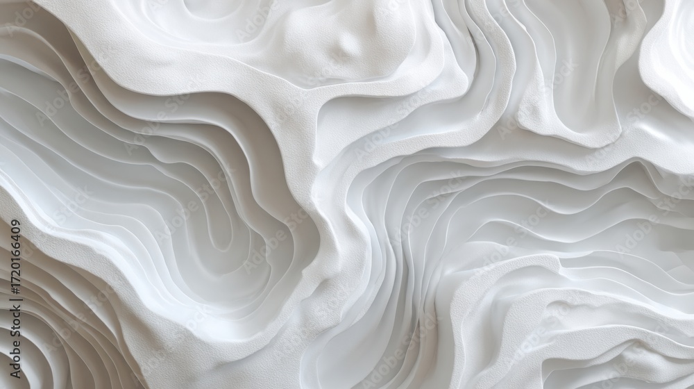 Poster Fluid and dynamic white relief patterns create an engaging visual effect, emphasizing texture and shape. This artwork highlights modern design elements and craftsmanship.