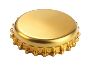Golden Bottle Cap With Serrated Edge Isolated On metal crown cap isolated on a transparent background