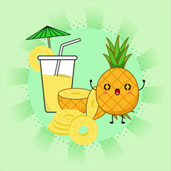 Cute pineapple cartoon.Vector illustration design. EPS 10.