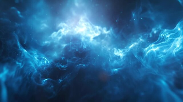 Video loop of abstract background of blue smoke and fire
