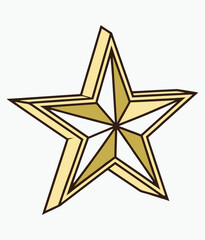 Obraz premium Bold Golden Star Vector, Glossy Beveled Star Vector Icon, Shiny Award Star, Glossy Gold Star Illustration Vector, Premium Beveled Star Design