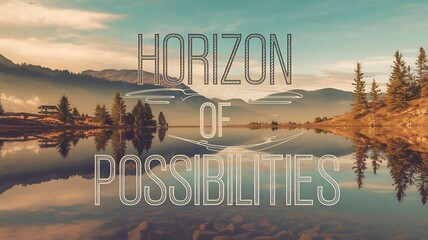 Digital Art with the Inscription "Horizon of Possibilities" For Flyer, Advertisement, Advertising, Marketing, Visual Art, Cell Phone Screen, Tablet Screen, Computer Screen, Background, , 9:16 and 16:9