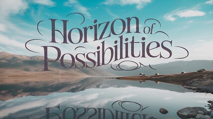 Digital Art with the Inscription "Horizon of Possibilities" For Flyer, Advertisement, Advertising, Marketing, Visual Art, Cell Phone Screen, Tablet Screen, Computer Screen, Background, , 9:16 and 16:9