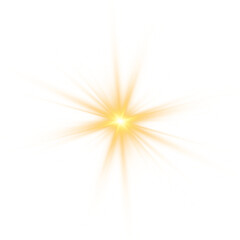 Yellow sun, a flash, a soft glow without departing rays. Star flashed with sparkles isolated on white background. Vector illustration of abstract yellow splash.