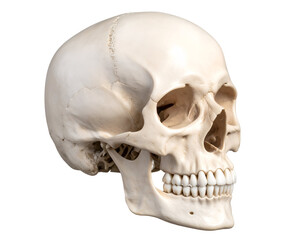 Obraz premium A detailed anatomical representation of a human skull showcasing its intricate structure and features.