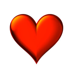 Red Shiny 3D Valentine Heart Love Passion Affection White Background