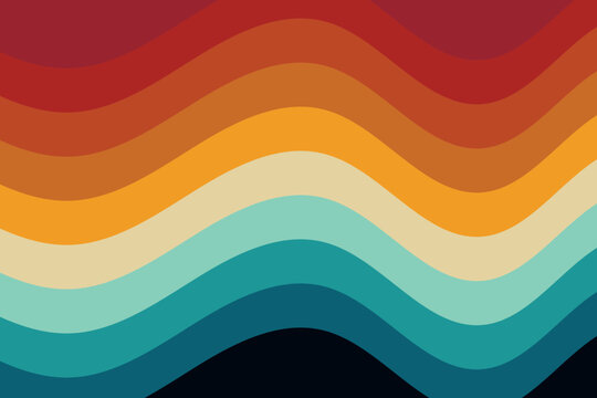 Retro wavy lines background with a vintage 70s aesthetic, featuring warm earth tones and a groovy, psychedelic vibe for a nostalgic design element