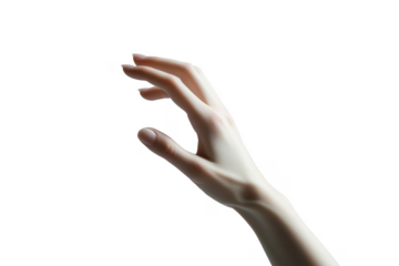 Elegant hand reaching upward against a transparent background in a studio shot