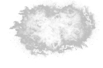 White powder explosion isolated on transparent background, creating a clean and ethereal effect with particles suspended in midair, perfect for purity