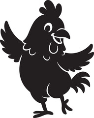 Cartoon ayam cemani chicken silhouette vector illustration