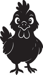 Cartoon ayam cemani chicken silhouette vector illustration