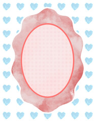 Cute vintage frame with heart shaped background