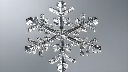 Obraz premium Macro close up view of a snowflake hanging from a pole in the air with detailed frozen crystal patterns and delicate symmetrical icy textures