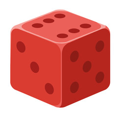 Red dice displayed in a simple, flat design, vector illustration on transparent background  