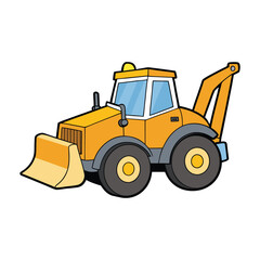 A powerful bulldozer with a frontal loader, designed for pushing, lifting, and moving heavy materials on construction sites, perfect for coloring and learning machines.
