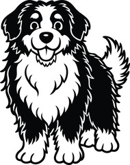 Fluffy bernese mountain dog illustration with detailed fur isolated on white background isolated on transparent background