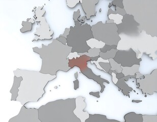 3D map highlighting Italy in Europe