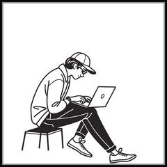 man working on laptop