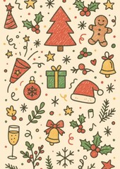 Festive holiday doodle illustration.