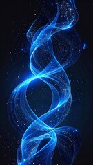 Abstract swirling blue light trails against a dark background