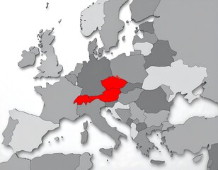 3D map of Europe, highlighted region