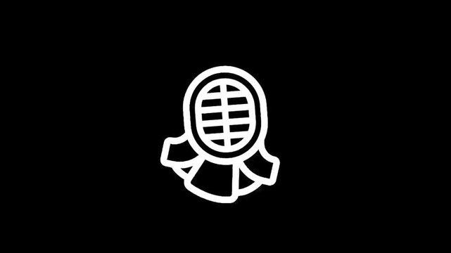 Kendo helmet illustration on black background