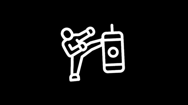 Kickboxing icon on a black background