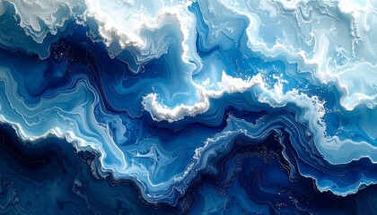 Abstract swirling blues and whites