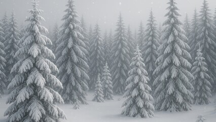 Fototapeta premium Snowy forest winter wonderland scene.