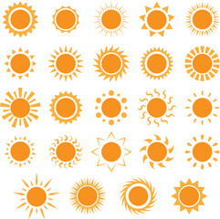 Collection of diverse sun icons for various applications