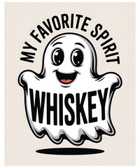 Funny ghost with whiskey text
