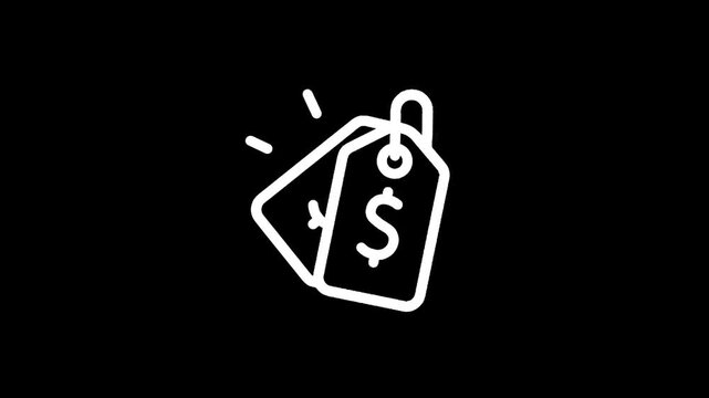 Price tag icon with dollar sign on black background