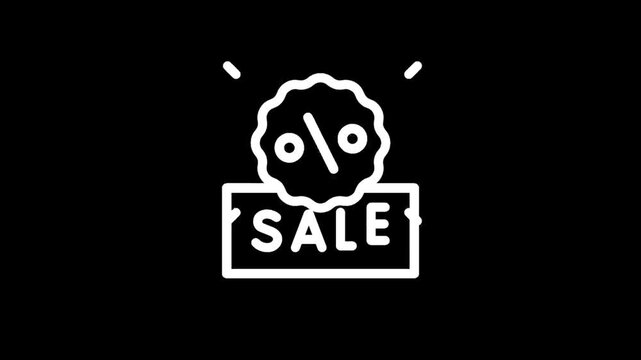 Sale icon with percentage symbol on a black background.