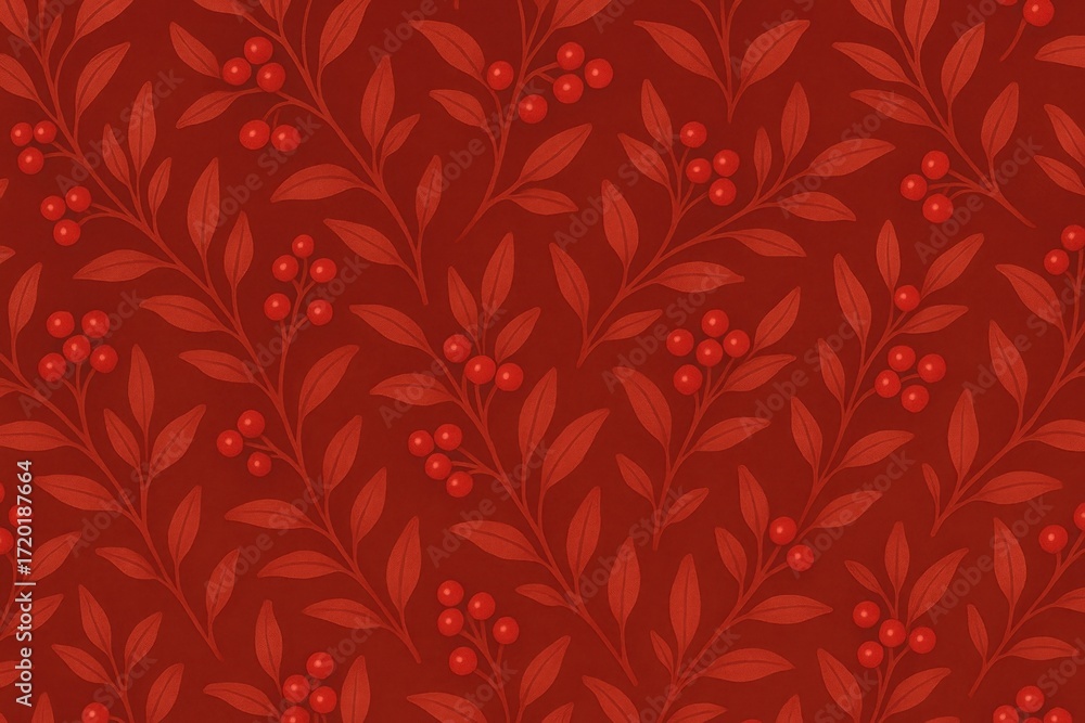 Poster elegant red botanical pattern illustration.