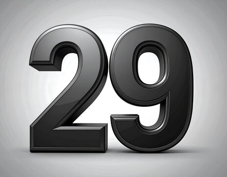 Black glossy numbers 29 on a gray background