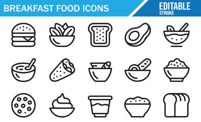 Set of Breakfast Food Icons for Healthy and Delicious Morning Meals