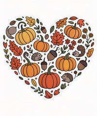 Heart shape with autumn elements