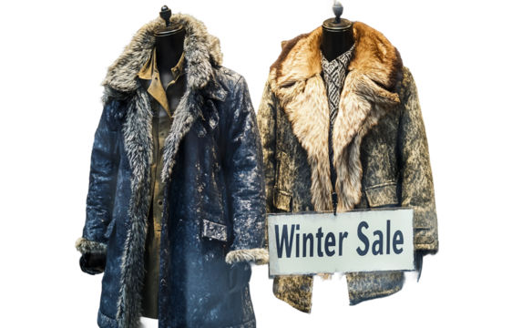 Elegant fashion boutique window display featuring stylish mannequins dressed in modern clothing and attracting shoppers with creativity isolated on transparent background PNG