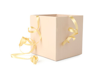 One opened gift box isolated on white