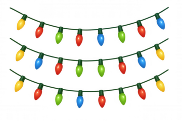 Christmas string lights border with colorful glowing bulbs illustrating holiday festive decoration and celebration concept