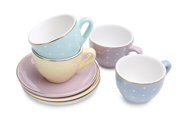 Beautiful tea set isolated on white. Child's toy
