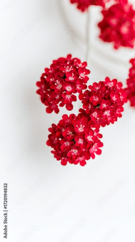 Poster bright red flowers arranged in a simple vase on a clean white background during a calm afternoon set