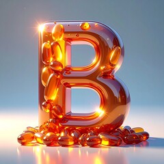 3D rendered letter B formed of glowing capsules