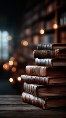 Exploring the allure of old books in a dimly lit library with a charming vintage atmosphere