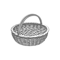 Obraz premium Wicker Basket with Handle Illustration